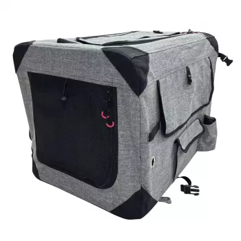 ZOLUX NOMAD L Transportín plegable de tela para mascotas, Grande, Gris y Negro, 91,4x63,5x63,5 cm