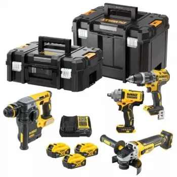 DEWALT DCK428P3T 18V XR Set combinado a batería de 4 piezas con 3 baterías de 5,0 Ah, cargador y maletín TSTAK