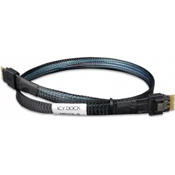 ICY DOCK MB323L-B Cable SlimSAS 4i 38 pines SFF-8654 a SlimSAS 4i 38 pines SFF-8654, PCIe 4.0, 0,5 m