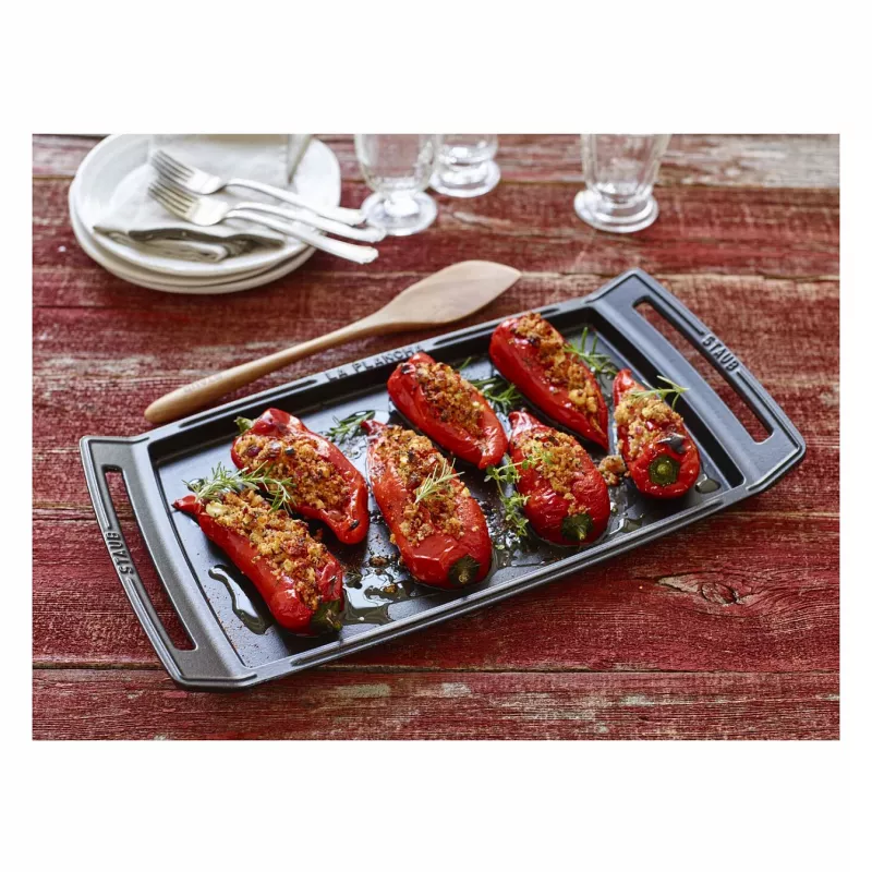 Staub Plancha plancha de hierro fundido apta para inducción, 38 cm, negro