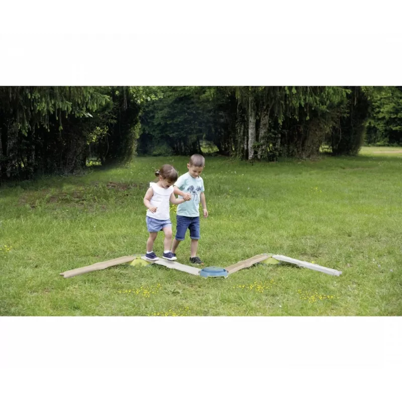 Smoby Life Set de viga de equilibrio para niños - Circuito de equilibrio modular de 10 piezas con piedras, interior/exterior, a partir de 2 años