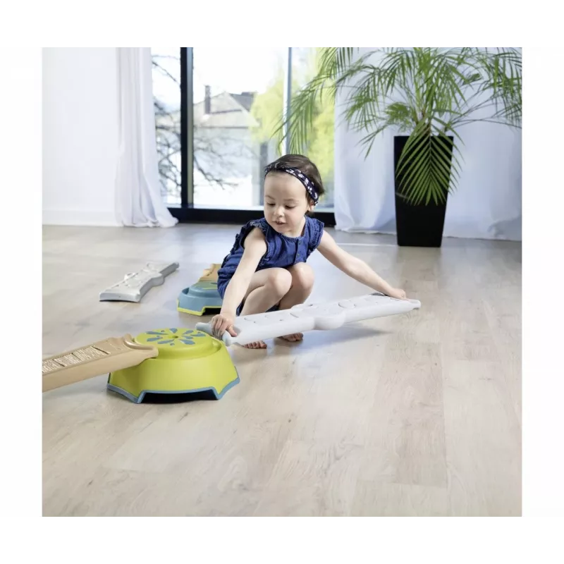 Smoby Life Set de viga de equilibrio para niños - Circuito de equilibrio modular de 10 piezas con piedras, interior/exterior, a partir de 2 años