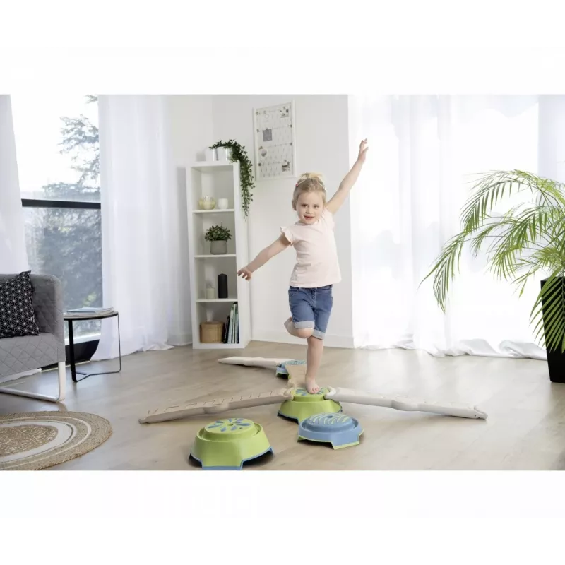 Smoby Life Set de viga de equilibrio para niños - Circuito de equilibrio modular de 10 piezas con piedras, interior/exterior, a partir de 2 años
