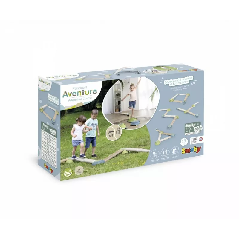 Smoby Life Set de viga de equilibrio para niños - Circuito de equilibrio modular de 10 piezas con piedras, interior/exterior, a partir de 2 años