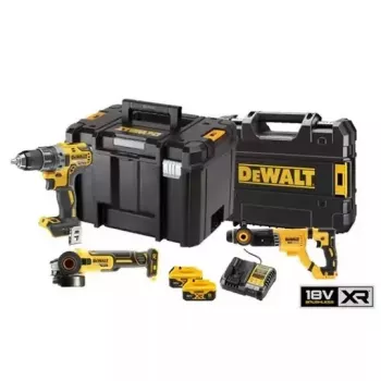 DEWALT 18V XR Set combinado de 3 piezas con batería DCK327P2T (DCD791, DCG405, DCH263) con 2 baterías de 5,0 Ah, cargador y cajas TSTAK