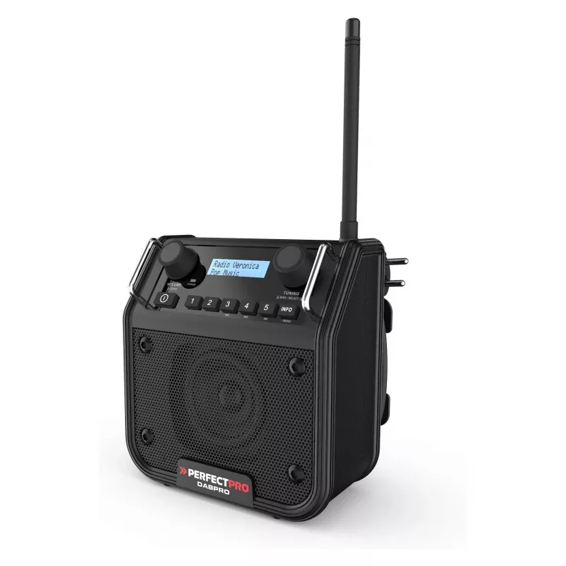 PerfectPro DABPRO Radio para obra DAB+ FM Bluetooth IP65 negra