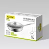 Maestro Sartén con tapa 24 cm MR-1216-24, aluminio forjado, revestimiento antiadherente de mármol, apta para inducción, negro/gris
