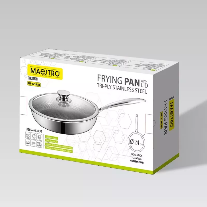 Maestro Sartén con tapa 24 cm MR-1216-24, aluminio forjado, revestimiento antiadherente de mármol, apta para inducción, negro/gris