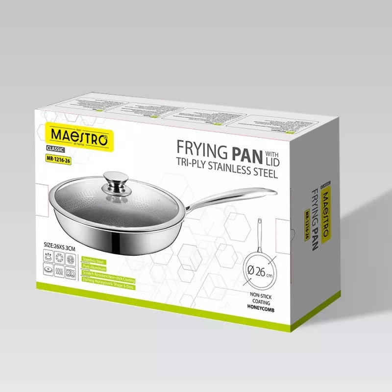 Maestro MR-1216-26 Sartén con tapa 26 cm aluminio hierro fundido mármol antiadherente apta para inducción negro/gris