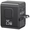 USAMS Adaptador de viaje 25W 4en1 US/AU/EU/UK negro CC309