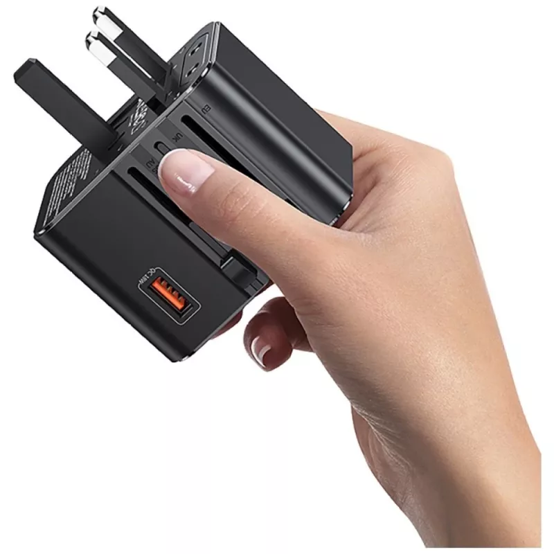 USAMS Adaptador de viaje 25W 4en1 US/AU/EU/UK negro CC309