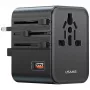 USAMS Adaptador de viaje 25W 4en1 US/AU/EU/UK negro CC309