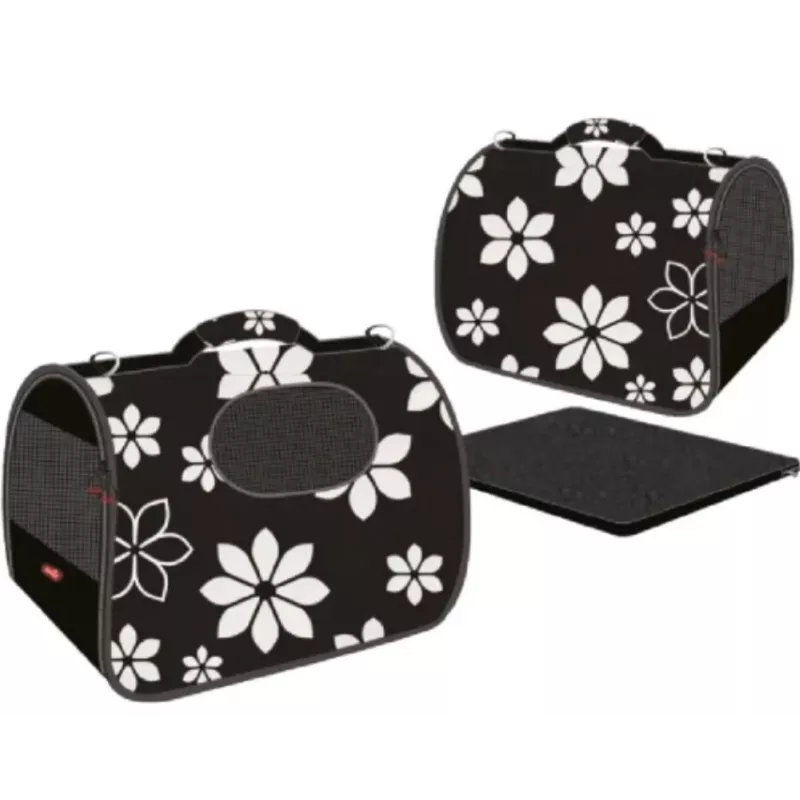 ZOLUX NOMAD FLOWER M Transportín de tela para perros y gatos, 43,5x25x28,5 cm, estampado floral