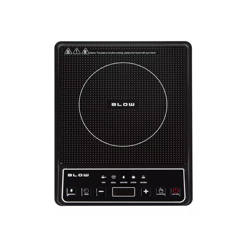 BLOW Placa de inducción, zona de cocción única, placa ajustable, 2000W, negro