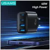 USAMS T70 40W 2xUSB-A 2xUSB-C Fuente de alimentación negra