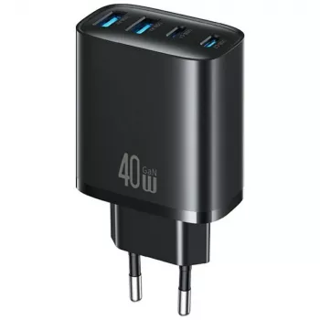 USAMS T70 40W 2xUSB-A 2xUSB-C Fuente de alimentación negra