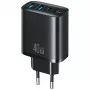 USAMS T70 40W 2xUSB-A 2xUSB-C Fuente de alimentación negra
