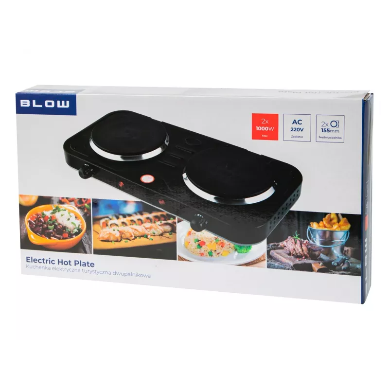 BLOW Cocina eléctrica de dos fuegos ajustable 2000W