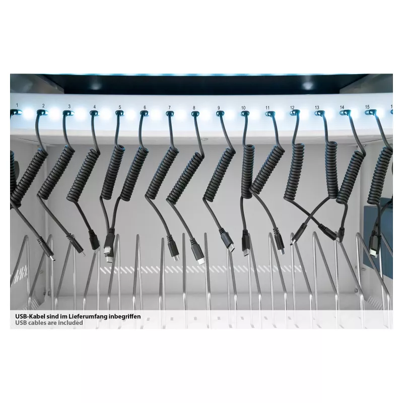 GoodConnections GEMMA T32C Carro de carga para tablets USB-C 18W por puerto PD3.0 QC3.0 Blanco/Azul