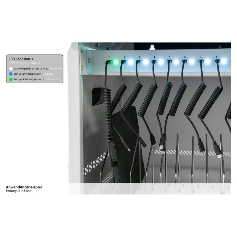 GoodConnections GEMMA T32C Carro de carga para tablets USB-C 18W por puerto PD3.0 QC3.0 Blanco/Azul