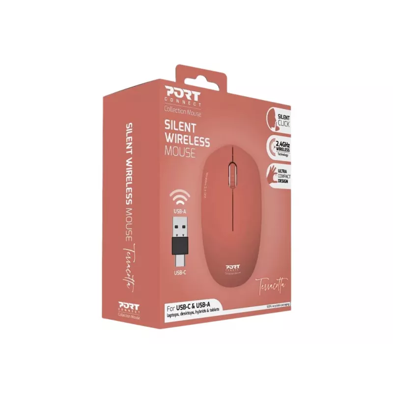Ratón Inalámbrico PORT DESIGNS PORT CONNECT Mouse Collection II 2,4 GHz Naranja