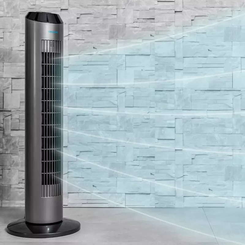 Ventilador de Torre Cecotec EnergySilence 8190 Skyline Ionic, Ventilador de Pie, 60 W, 29 cm, 3 Velocidades, Oscilación, Temporizador, Mando a Distancia, Gris