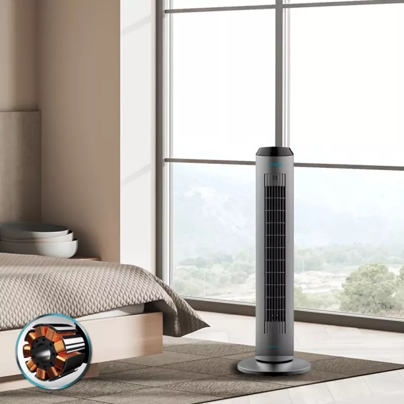 Ventilador de Torre Cecotec EnergySilence 8190 Skyline Ionic, Ventilador de Pie, 60 W, 29 cm, 3 Velocidades, Oscilación, Temporizador, Mando a Distancia, Gris