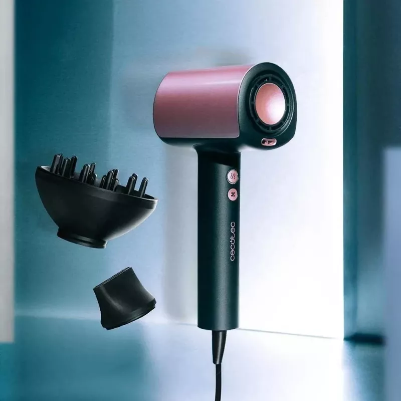 Secador de Pelo Cecotec DryGlam Nano Plasma 1600 W Negro/Oro Rosa