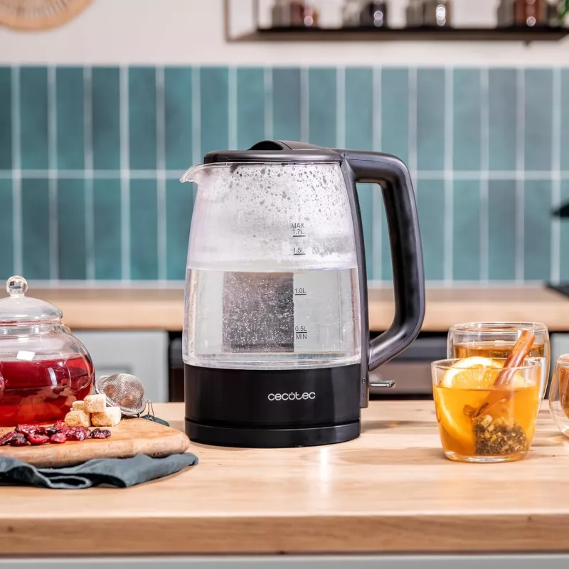 Hervidor Eléctrico Cecotec ThermoSense 320 Clear 2200 W 1,7 L Cristal Negro/Transparente