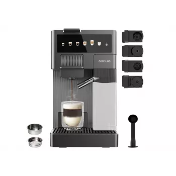 Cafetera Express Cecotec FreeStyle Latte T - 20 Bar de Presión, Espumador de Leche Integrado, 1350 W, Gris