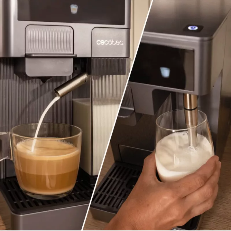 Cafetera Express Cecotec FreeStyle Latte T - 20 Bar de Presión, Espumador de Leche Integrado, 1350 W, Gris