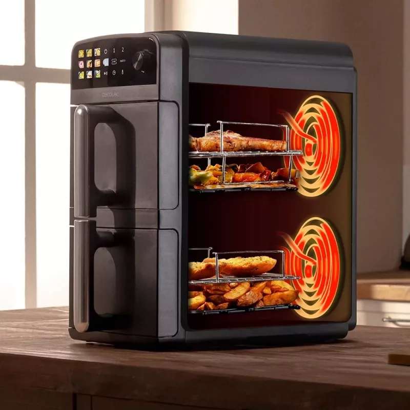 Freidora de Aire Doble Cecotec Cecofry DuoLevel 10000, 2400 W, 10 L, Black