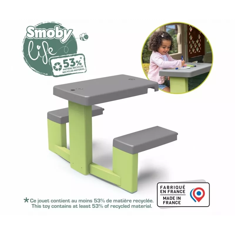 Mesa de Picnic Infantil SMOBY Life Verde/Gris