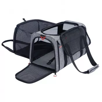 ZOLUX NOMAD L Transportín ampliable para mascotas 48×30,8×30,5 cm Gris/Negro