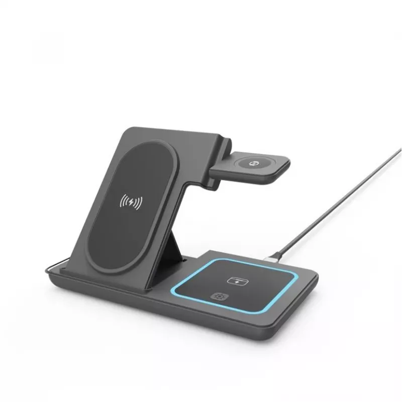 Gembird TA-WPC31S-01-BK Cargador inalámbrico plegable 3 en 1 con soporte, 15W, Samsung Watch, Negro