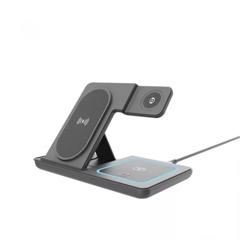 Gembird TA-WPC31S-01-BK Cargador inalámbrico plegable 3 en 1 con soporte, 15W, Samsung Watch, Negro