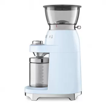 Smeg CGF03PBEU Molinillo de café, 15 niveles de molienda, capacidad de 240 g de granos, 150 W, Azul pastel