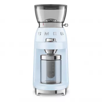 Smeg CGF03PBEU Molinillo de café, 15 niveles de molienda, capacidad de 240 g de granos, 150 W, Azul pastel