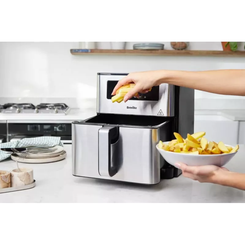 Breville VDF131X Freidora de aire, 1,25 kg, 1400 W, Negro/Plata