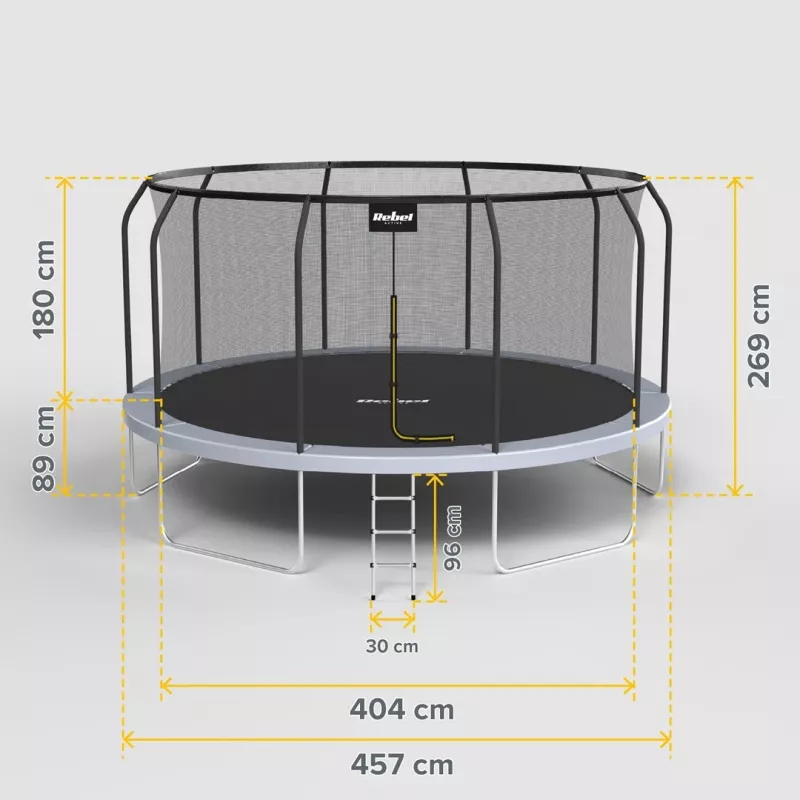 REBEL Active Trampoline PRO 15ft/457cm - negro/azul