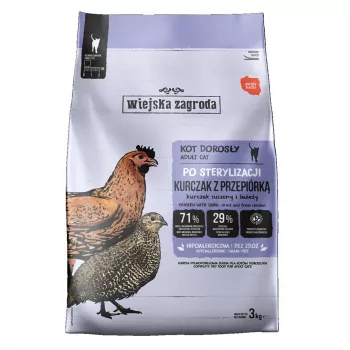 WIEJSKA ZAGRODA Sterilised Chicken with Quail Pienso seco para gatos 3kg