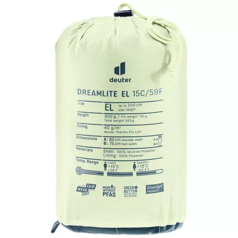 Deuter Dreamlite 15C/59F saco de dormir, Nautic/Breeze