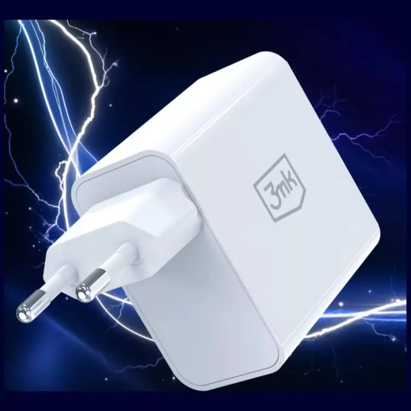 3MK FlowPower 45W PD 3.0 QC4+ cargador GaN blanco