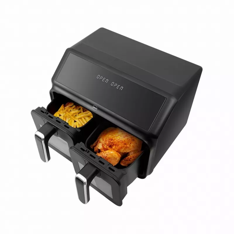 ELDOM FR210 DualCrisp freidora de aire doble, 2200 W, capacidad 8 L, pantalla LED, negra