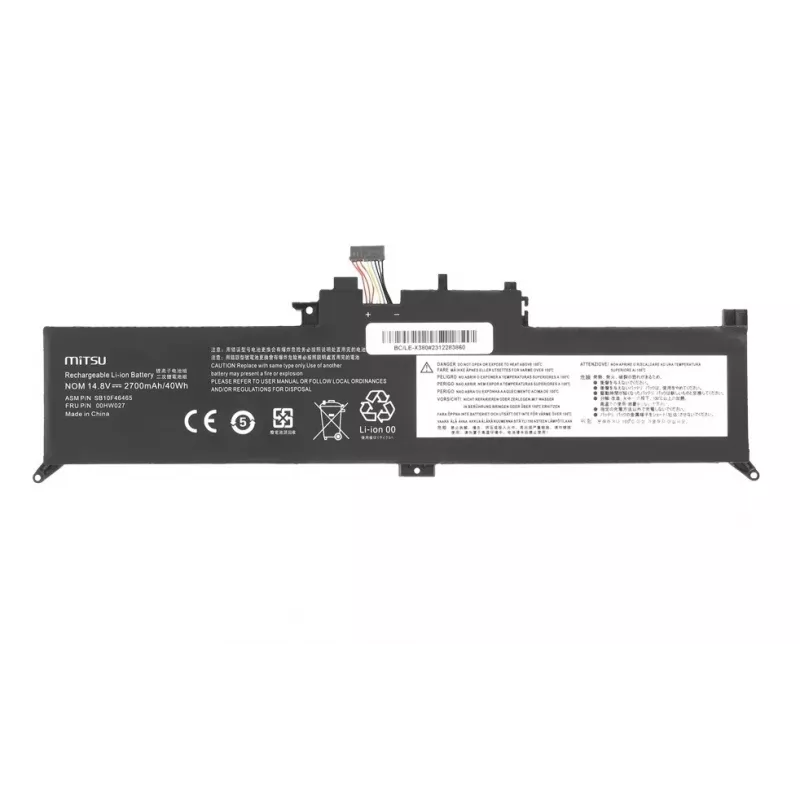 MITSU batería para portátil 2700mAh 14,8V (40Wh) de 4 celdas Li-Ion para Lenovo ThinkPad Yoga 260 370 X380 – negra