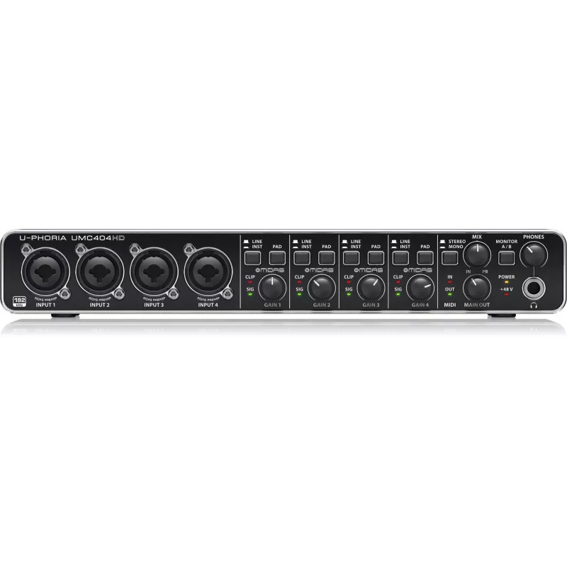 Behringer UMC404HD Interfaz de audio USB 4x4 24-bit/192 kHz con previos MIDAS