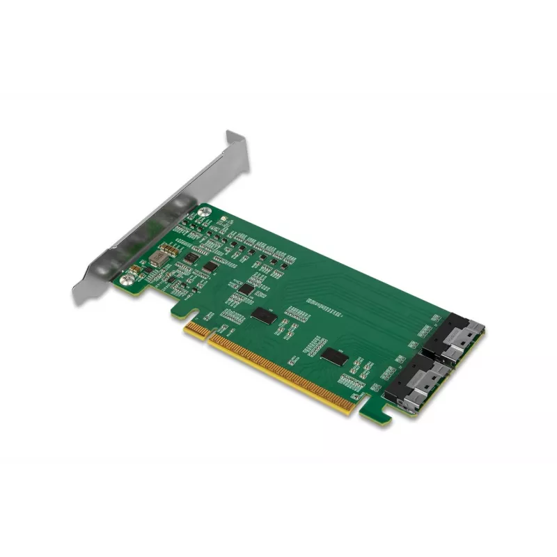 ICY DOCK EXLink MB308A Tarjeta adaptadora PCIe 4.0 x16 NVMe con 2 conectores SlimSAS 8i (SFF-8654) y Redriver
