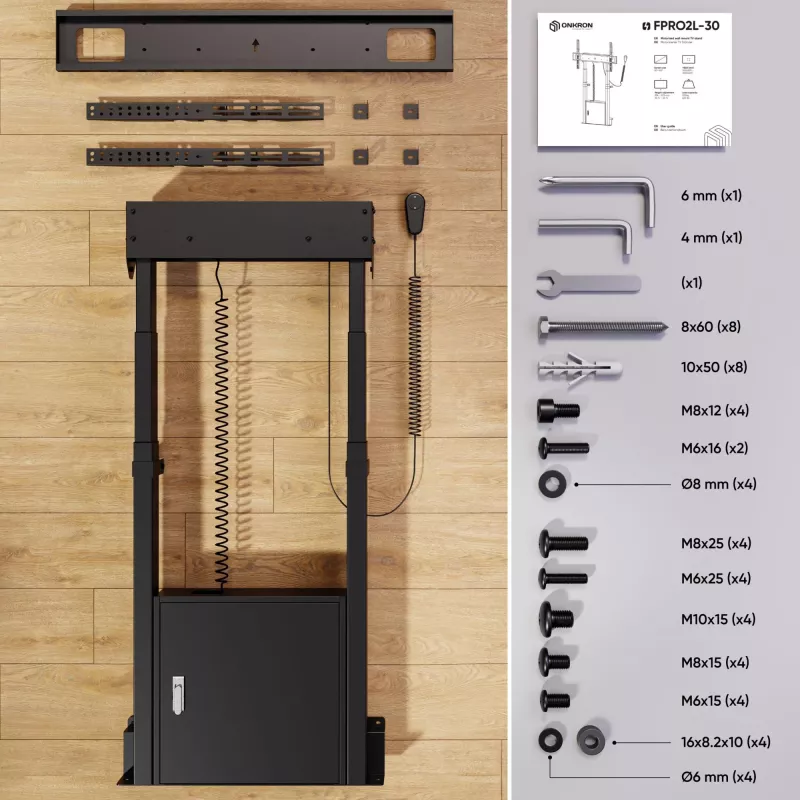 ONKRON FPRO2L-30-B Soporte de suelo móvil para televisores de 55-100 pulgadas, Negro