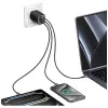 USAMS JC Series CC266 Cargador rápido GaN 65W con cable USB-C integrado, Negro