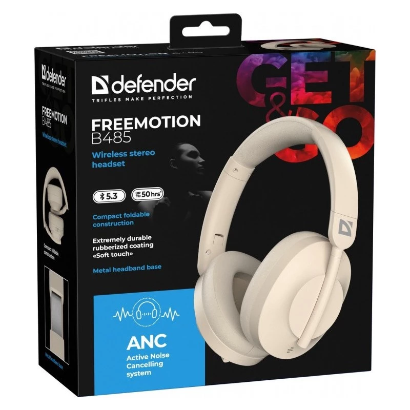 Defender Auriculares Bluetooth Freemotion B485 ANC Beige